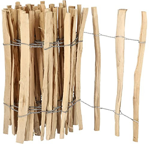 KOTARBAU® Staketenzaun Rollzaun 5m aus Haselnusslatten für Pflanzen und Rasen 60 cm Kastanienzaun aus Haselnuss Holzzaun Gartenzaun Staketenabstand 7-8 cm