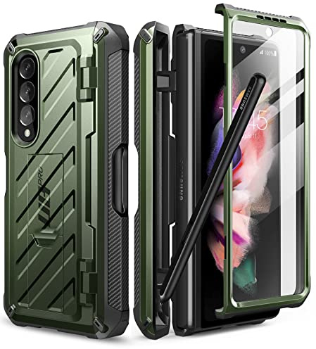 SUPCASE Hülle für Samsung Galaxy Z Fold 3 5G (2021), Stoßfest Handyhülle Bumper Case Robust Schutzhülle [Unicorn Beetle Pro] mit integriertem Displayschutz & Ständer & S Pen Slot (Grün)