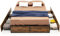 COSTWAY 4FT/4FT6 Double Metal Bed Frame with 4 Underbed Drawers, Platform Bed Mattress Foundation, Slat Support Bedstead Base for Adults, Kids and Teenagers, No Box Spring Needed (190 x 135 x 33cm)