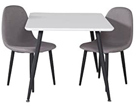Venture Home GR18057 Polar Gastronomía Mesa con 2 Sillas, 80 cm Longitud x 60 cm Anchura x 51 cm Altura, Blanco/Gris