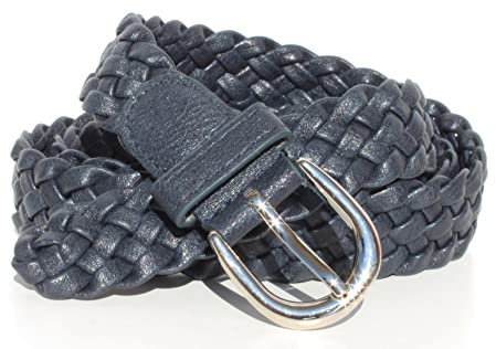 glomy * Geflochtener Gürtel für Damen und Mädchen, handgewebter Gürtel für Hosen oder über Kleid aus Halbleder, dunkelblau, Einheitsgröße