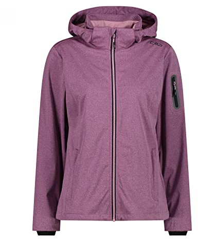 CMP - Leichte Softshell-Melange-Jacke für Damen mit abnehmbarer Kapuze, Pink Fluo Mel., D42