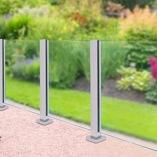Zaunsäulen Glasgeländer Glasgeländerpfostenklammern für Den Außenbereich, 304 Edelstahl Quadratisch Zaun Oben Handlauf System, Terrasse Balkon Balustrade Paneele Pfeiler ( Color : Silver End post , Si