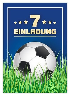 Limonia 12 Einladungskarten zum 7. Kindergeburtstag Fußball Einladung Geburtstag Mädchen Kinder Jungs Jungen Boys Fussball Turnier blau