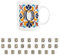 Purely Home Moroccan Tile Red & Navy Blue Letter Q Mug - White Initial Personalised Alphabet Tea Coffee Bone China Mug