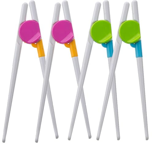 INGJIA Chinos para Niños,4 Pares De Palillos De Entrenamiento para Niños,Palillos Chinos para Principiantes,Palillos de Entrenamiento para Principiantes,Adecuados para Principiantes,Ancianos