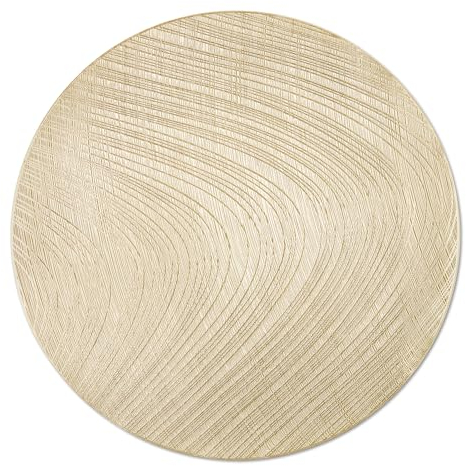 fanquare Rund Gold Tischsets 6er Set, Ø 38cm Runde PVC Goldene Linie Platzsets Waschbar Hitzebeständig Tischmatten für Weihnachten, Bankett, Geburtstag, Hochzeit