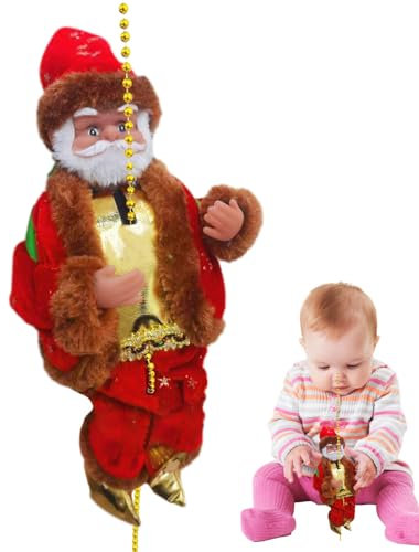Kasmole Escalade du Père Noël sur Corde | Décoration de Corde Musicale électrique - Cadeau de en Peluche du père noël, Ornements d'arbre de noël, décoration de cheminée