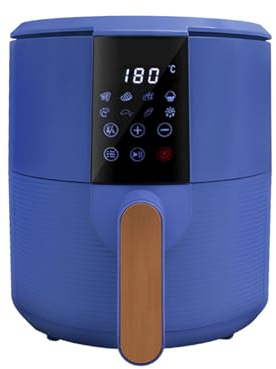 Freidora de 3 litros, 1200 vatios - Sin aceite - Control táctil inteligente - Revestimiento antiadherente - 8 menús preestablecidos, azul