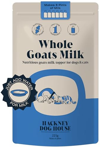 Hackney Dog House Goats Milk Powder for Dogs & Cats (225 g) | Create Delicious Goats Milk-Drink | For Adult & Puppy | Each Pack Makes 12 Pints