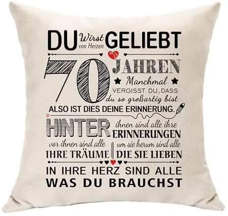 Geschenke für 70. Geschenke, Geburtstagsgeschenke für 70 Jahren Frauen Männer Geburtstagsdekoration Kissenbezug für das Drehen 70. Papa Mama Tante Onkel Großeltern Frau Ehemann Kissen Andenken (70.)