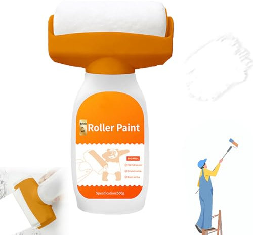 wandfarbe ausbessern weiß,Wall Repair Roller Brush with Wall Repair Paste,500 g Touch Up Paint,White Wall,Wall Paint Repair White, Wall Eraser for White Walls, Paint Repair White, Graffiti Remover