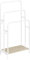 VASAGLE Porte Serviette Salle de Bain, Range Serviette, sur Pied, 3 Barres, 50 x 30 x 100 cm, 2 Crochets, Étagère de Rangement, Blanc Mat et Beige Naturel LLS009W01