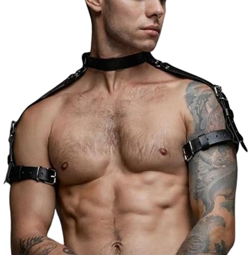Herren Harness Gothic Brust Harness Fetisch Männer Punk Leder Körper Geschirr Fetisch Schulterbandage Gay Harness Brust Verstellbarer Schulter Gürtel Brustgurt Tragegur Unterwäsche Body Brust Harness