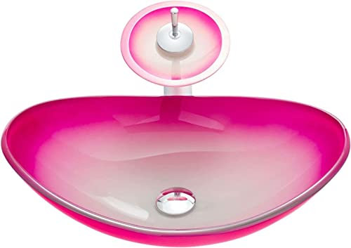 mueble lavabo sobre encimera, Fregadero De Baño Con Combinación De Grifo Y Desagüe, Fregadero Moderno Con Forma De Recipiente, Lavabo Sobre Encimera De Vidrio Templado, Fregadero Sobre Encimera De 12