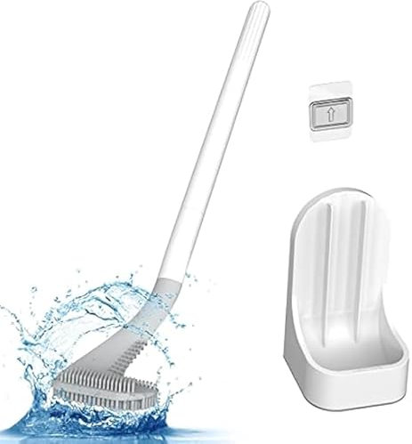 LipSki Golf Toilet Brush with Handle – Swing into Deep Cleaning – Non-Slip Long Handle – Quick-Drying – Flexible Brush Head – Effortless Bathroom Cleaning Tool (Grey), Gray, CD023