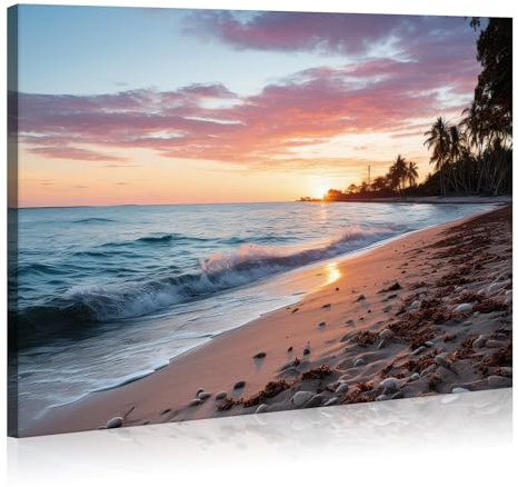JBER Canvas Wall Art, Strand Seascape, mit natürlichen Unkraut und Meer Ansichten, moderne Wandkunst für Wohnzimmer, Schlafzimmer, Küche, einfach zu hängen für einzigartige Home Decor, 60x40cm