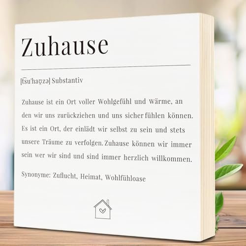 WenmthG Einzugsgeschenke - Geschenk zum Einzug - Holzbild 15 x 15 x 2cm zum Hinstellen aufs Regal/Wohnzimmer
