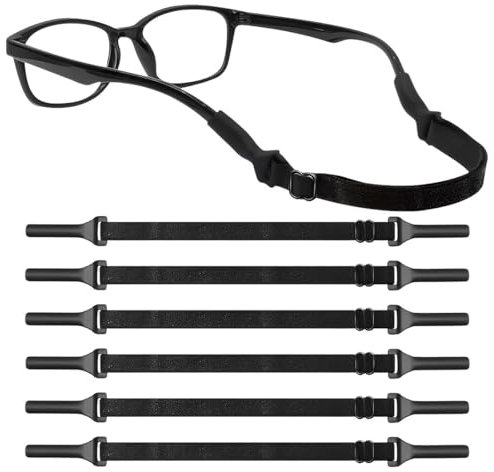 IKOPFLN 6 Stück Verstellbarer Brillen Halteriemen,Brillenband Sport, Brillenhalter,Anti-Rutsch Brillenrahmen, Sport Brillenhalter für Männer, Frauen, Kinder