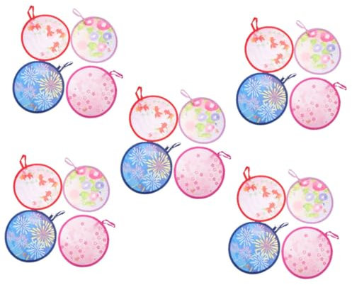 Cabilock 20piezas Mini Ventiladores Redondos Plegables Japonés para Danza y Fotografía Accesorios De Verano para Peces De Flores De Campanilla Cerezos