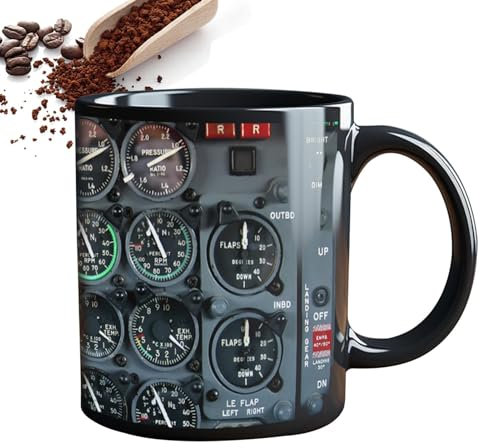 Ghjkldha Aircraft Mug | Aviation Instrument Mug | Cockpit Panel Mug | Pilot Coffee Mug, Flights Instrument Cup Altimeter Mug, Airspeed Indicator Mug, Airplane Dashboard Mug