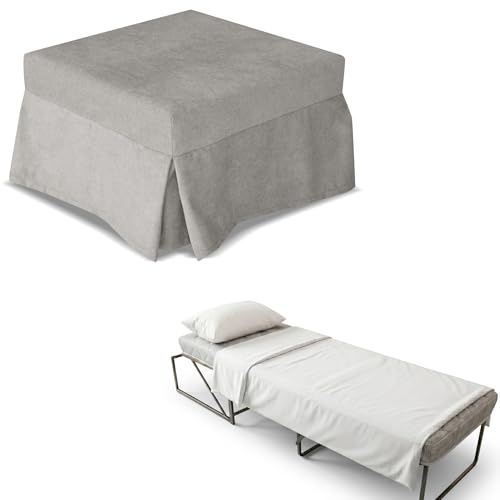 Kaysa Pouf Letto Pieghevole Reverso Materasso Waterfoam 11cm Ortopedico | Rete Ortopedica, Tessuto Sfoderabile e Lavabile, Salvaspazio per Camera e Soggiorno, Design Moderno, Made in Italy