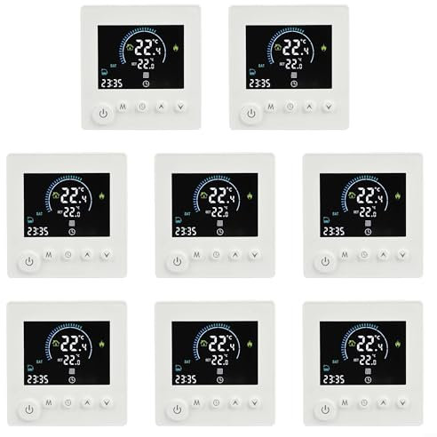 Vilgftyiet 1/2/4/8 thermostats intelligents 3 A, contrôleur de température sans fil programmable, pour chauffe-eau électrique, chauffe-eau, gaz, télécommande, 10 x 11 x 6 cm, blanc (8 pièces sans