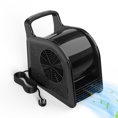 Huilynsen Blower Fan - Carpet Dryer for Cooling and Ventilating, Indoor Air Mover Blower Fan with 3 Speeds, 1 AC Outlet for Gym, Floor, Garage, Shop, Black