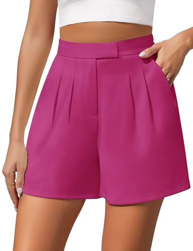 heekpek Pantaloncini Donna Estivi Eleganti Comodi Shorts Donna Casual Sciolto Vita Alta Pantaloni Donna Corti con Tasche, Rosa, L