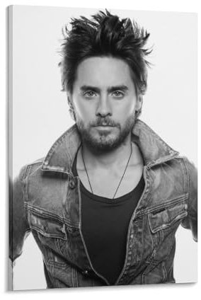 SANWYA Kunstbild, Motiv: Schauspieler Jared Leto, modern, Heimdekoration, Poster, Rahmen-Stil, 30 x 45 cm