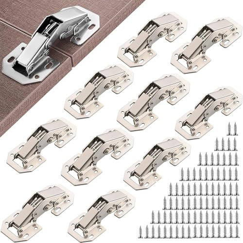 10 Piezas Bisagras Puertas Cocina, Bisagras de Puerta de Armario, Bisagras de Acero Inoxidable, Bisagra Atornillable de 90 Grados para Gabinete de Cocina, Puertas de Armarios, Armarios de Baño