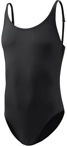 Mens Sleeveless Shapewear Mankini Leotard Bodysuit Singlet Underwear (Black, OneSize)