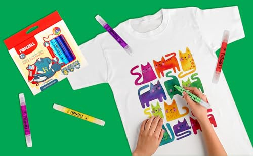 Fonzell Stoff- und T-Shirt-Marker – 12 Textilfarben, doppelte Spitze, permanent & waschfest – Textilstifte für T-Shirts, Jeans, Taschen & Schuhe
