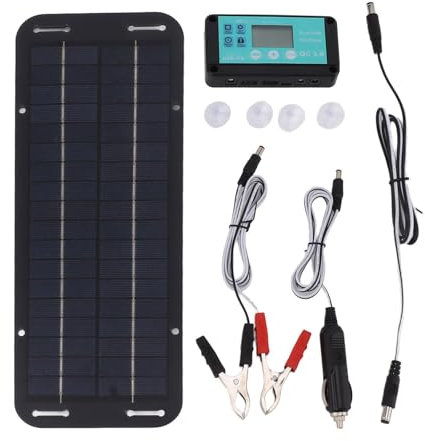 Mantenitore caricabatteria solare per auto,Caricabatterie solare per batteria auto - Mantenitore di carica di mantenimento per energia solare impermeabile 12V/24V 20W,Pannelli solari per batterie Wet,