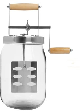 Cpolebev Mantequera de Vidrio de 1,5 L, Gran Capacidad de 52 Onzas Líquidas, Mantequera Manual, Tarro de Albañil, Mantequeras para Hacer
