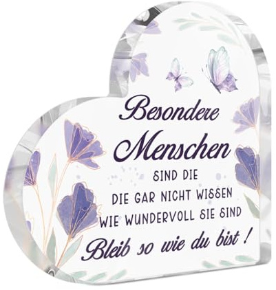 Putuo Decor Acryl Tischdeko Schild mit Spruch – Besondere Menschen bleiben wie du bist, lila Schmetterling und Blumen Motiv
