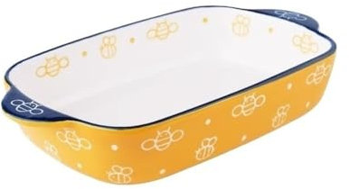SDA287MZ Hornear Lasaña Bandeja de cerámica for Hornear Fideos Anchos, sartén de Fondo Plano con Olla de Barro, Ideal for cocinar, Pasteles, cenas, Banquetes y Uso Diario. Plato para lasaña(Grande)