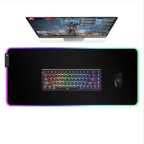 GEORA RGB Gaming Mouse Mat Pad, Large Thick (800×300×4mm) XXXL Extended Led Mousepad with Non-Slip Rubber Base, Soft Computer Keyboard Mouse Mat for MacBook, PC, Laptop, Desk - Black