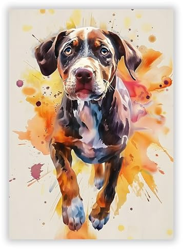 Druck-Palast Hund Tierposter - 50x70cm - Kunstdruck Poster - Wohnzimmer Schlafzimmer - Verspielt Modern Bunt - Hochwertiger semimatter Druck - Wanddekoration für Tierliebhaber ohne Rahmen