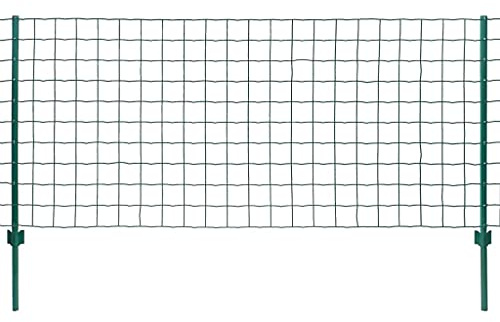 Clôture en métal en acier - 20 x 1 m - Vert - Revêtement en PVC - Treillis métallique durable pour jardin et poulailler - Clôture grillagée résistante aux intempéries avec poteaux