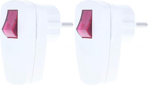 as - Schwabe, 45034, Spina di protezione angolo di contatto, 230V / 16A, con interruttore luminoso, bianco (Confezione da 2)