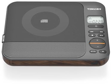 TOMASHI CD Player Portable with Speakers Blutooth Retro CD Player for Home Desktop Personal USB Music Stereo Rechargeable Player with LCD Display,CD Record Player with Remote for Festival Gift