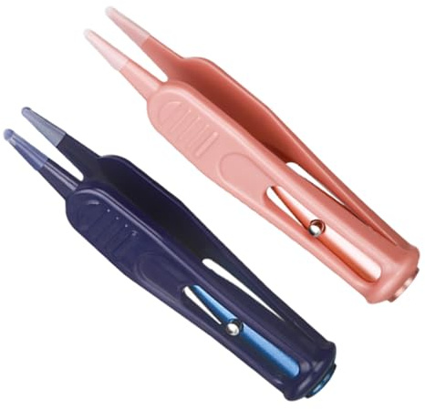 KESYOO Lot de 2 pinces nasales pour bébés avec pointe en silicone souple Lumière LED intégrée Design ergonomique Nettoyage nasal sûr et efficace pour le soin des enfants
