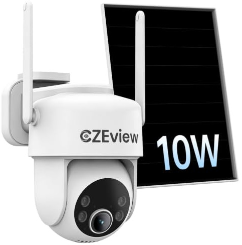 4G LTE Solar Überwachungskamera Aussen, 3MP Schwenk-Neige-Akku-Kamera mit SIM-Karte, Always-On-Video 24/7 Aufnahme, 355°/120° PTZ, KI Personen- und Fahrzeugerkennung, Farbnachtsicht, SD/Cloud-Speicher