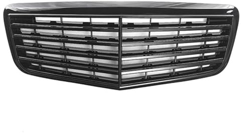 Mitte Stoßstange kühlergrill Für Benz E W211 E320 E350 E500 E550 E63 2003-2009 AMG-Style-Kühlergrill Oben Chromsilber GTR-Style-Frontstoßstangengrill(AM-Black 2007-2009)