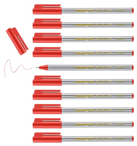 edding 89 - Fineliner - rot - 10 Stifte - extrafeine Rundspitze 0,3 mm - dünner Faserschreiber für feines und präzises Schreiben, Unterstreichen, Zeichnen - für Büro, Schule und Zuhause