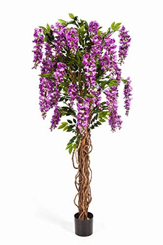 artplants.de Deko Goldregenbaum lila, 975 Blätter, 35 Blüten, 180cm - Kunstbaum - Künstliche Blumen