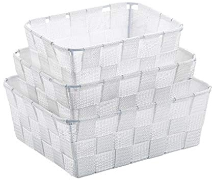 Kela Korb-Set Alvaro 3 Stück in PP-Faserband, Weiß, 30 x 15 x 10 cm, 3 Einheiten