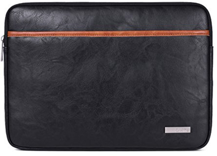 LaoZan 13-15 Pouces Housse pour Ordinateur Portable en Faux cuir Pochette Sacoche pour Ultrabook Netbook 14 Noir marron