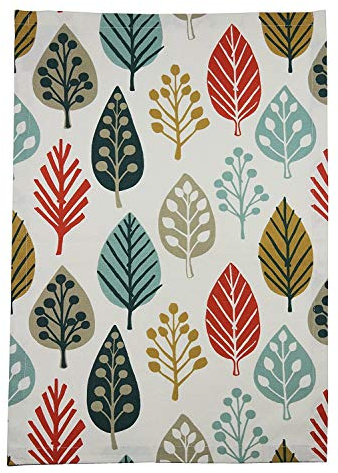 McAlister Textiles Copenhagen Magda | 4er Pack Küchentücher mit Blätter-Muster in Orange | Skandinavischer Stil Deko Geschirrtücher, Küchenhandtücher aus 100% Baumwolle